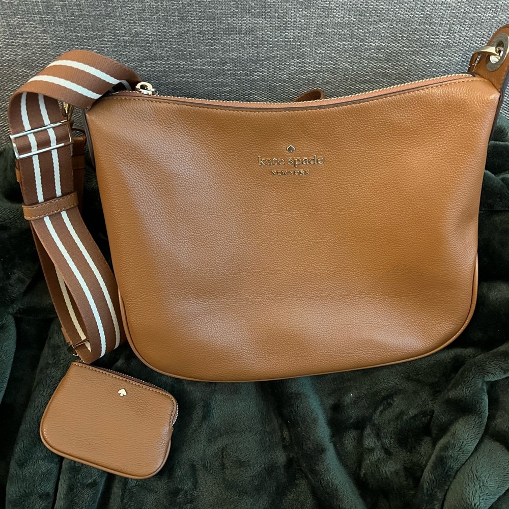 Kate Spade Rosie Large Warm Gingerbread Brown Crossbody Purse & Coin Pouch Set